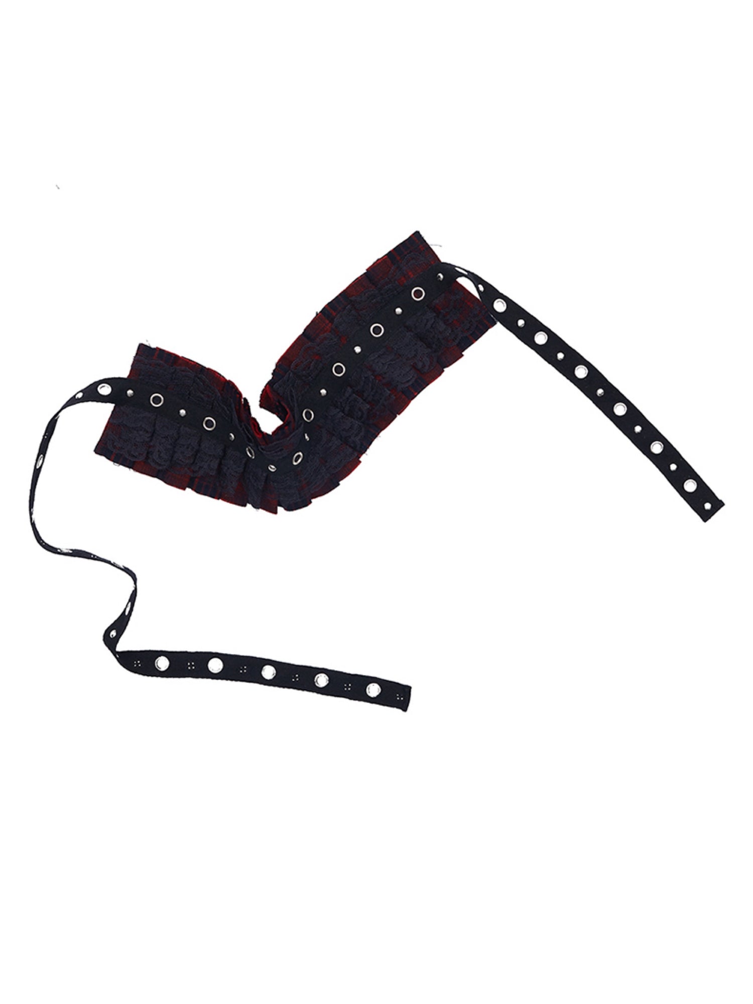 Plaid Stitching Rivet Tie Decoration Choker