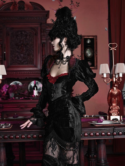 Gothic Velvet Cobweb Court Cardigan Top