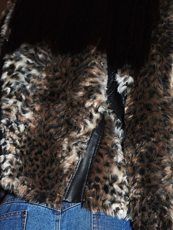 Leopard Fur Short Loose Jacket