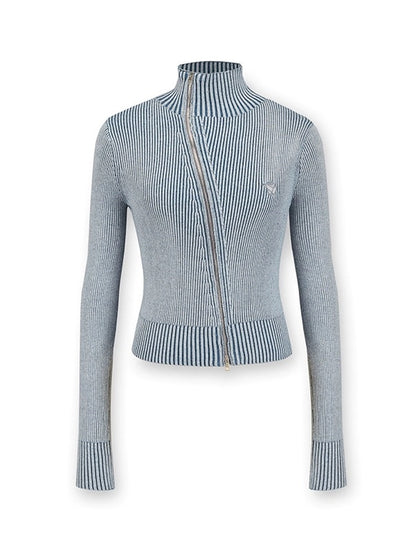 Cardigan tricot slim lavé en jean