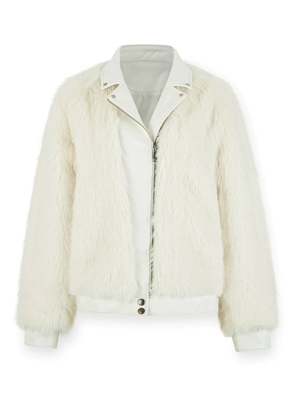 Leather Lapel Eco-friendly Fur Short Coat