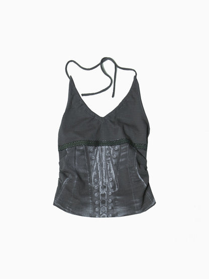 Knitted Hanging Neck Shirring Camisole