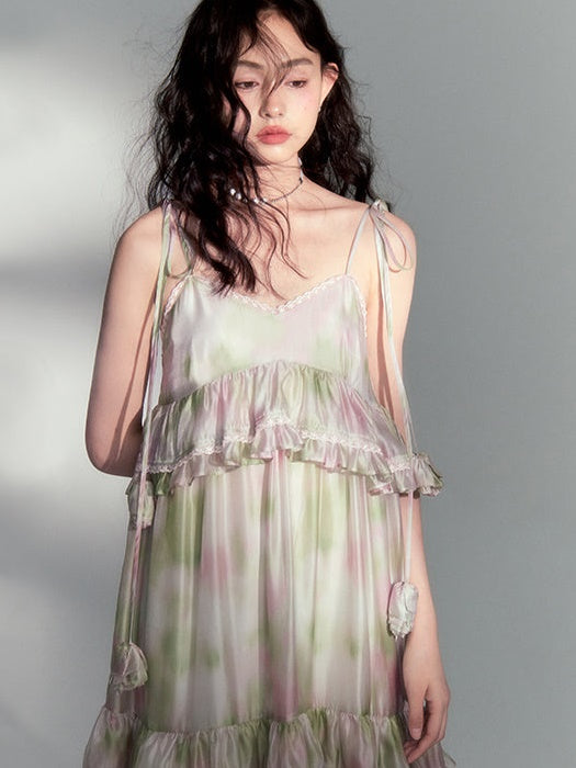 Flower Splicing Suspender Cake Dress