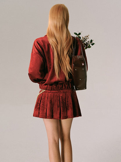 Velvet Swing Top Blouson ＆ Mini Pleated Skirt ＆ Long Mermaid Skirt