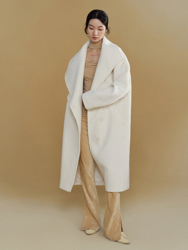 Asymmetric Lapel Woolen Coat