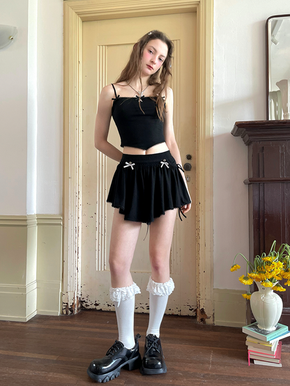 Gather Apron Short Skirt With Safety Pants