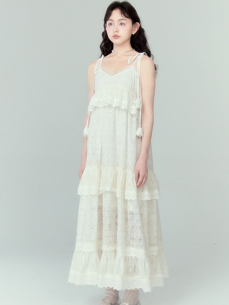 Flower Splicing Suspender Cake Dress