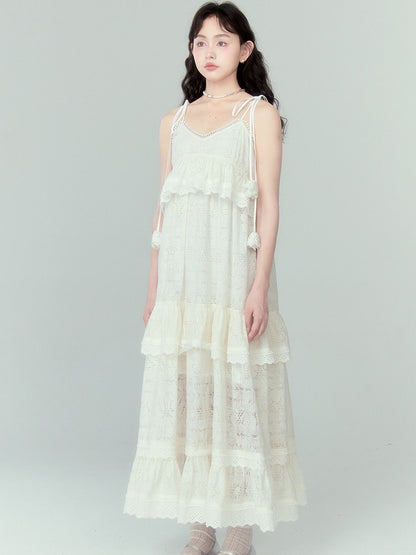 Flower Splicing Suspender Cake Dress