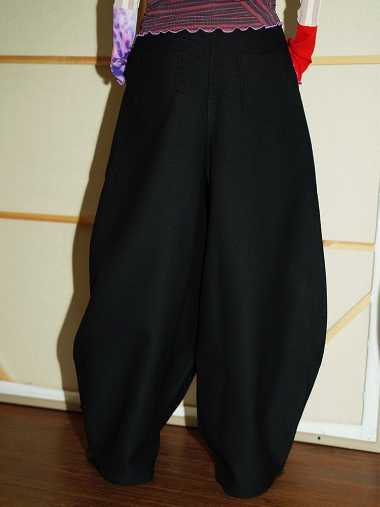 Thickened Pleated Silhouette Wide Leg Pants