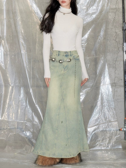 High-waisted Mermaid Denim Skirt