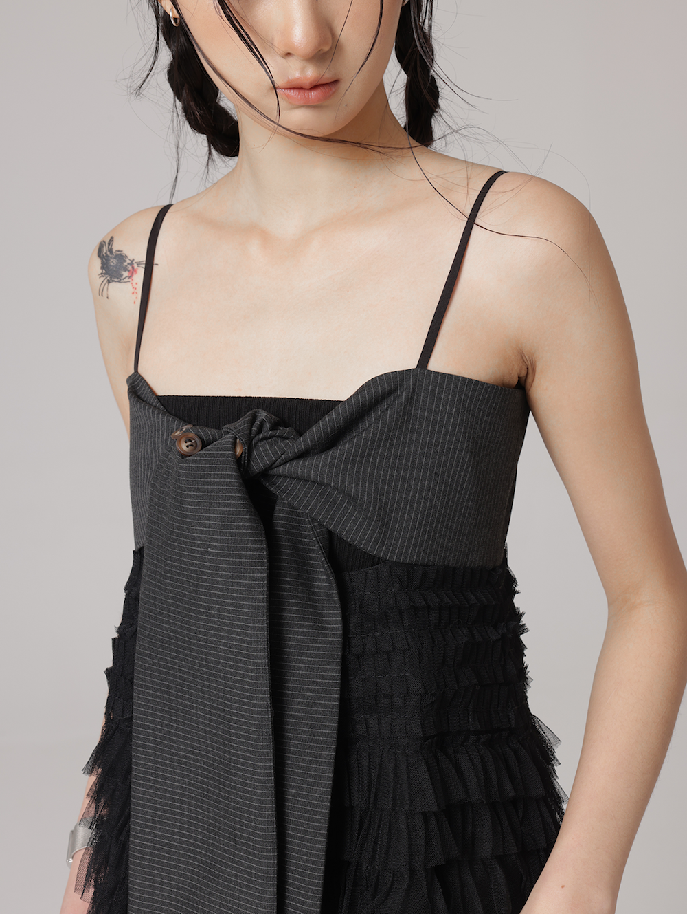 Layer Cake Splicing Suspender Dress With Tube Top