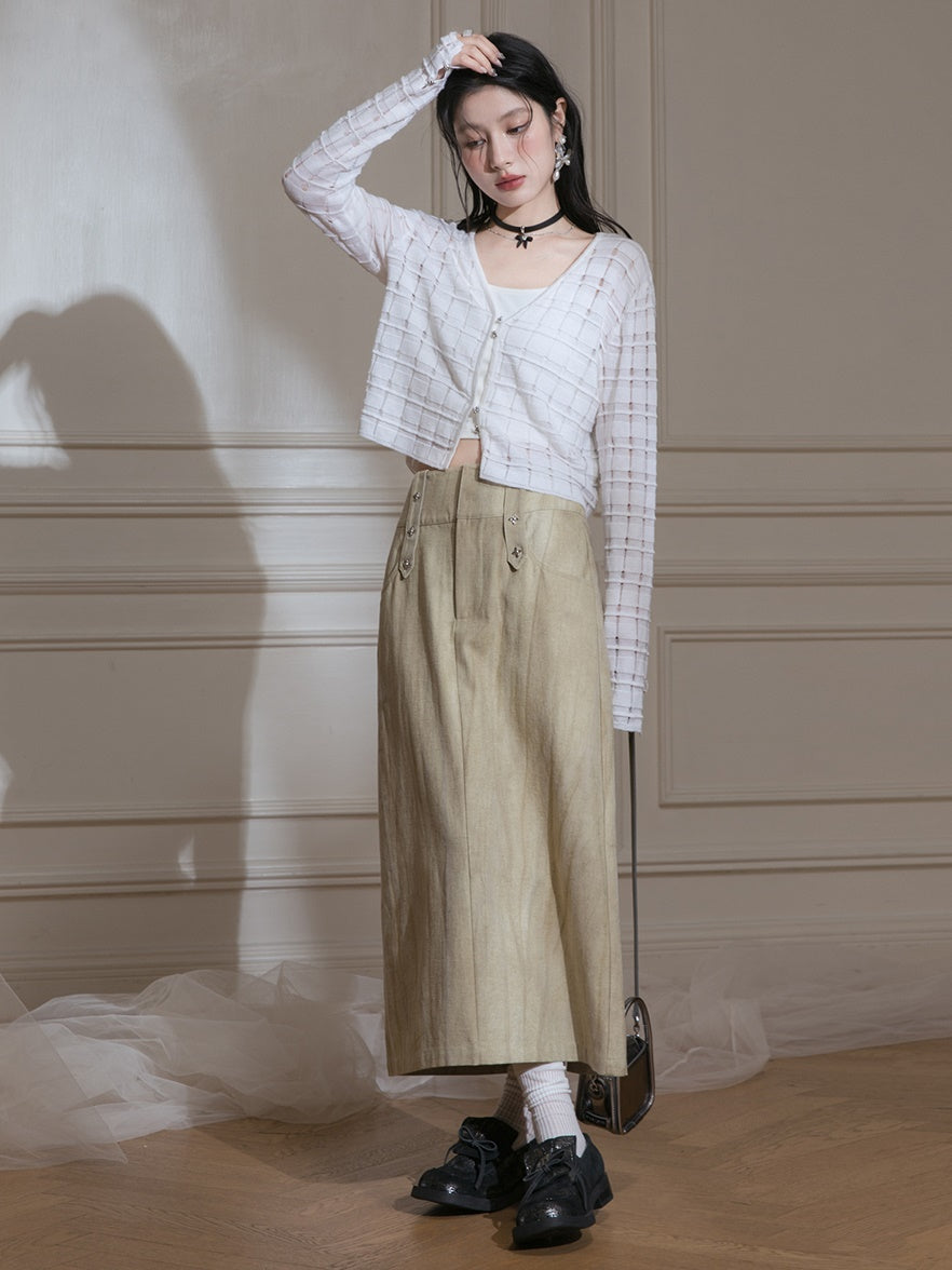 Bamboo Shadow Slit A-Line Skirt