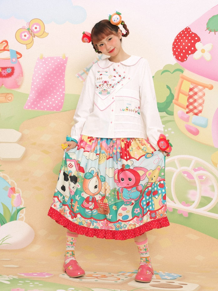 Doll Collar Handkerchief Design Embroidery Shirt