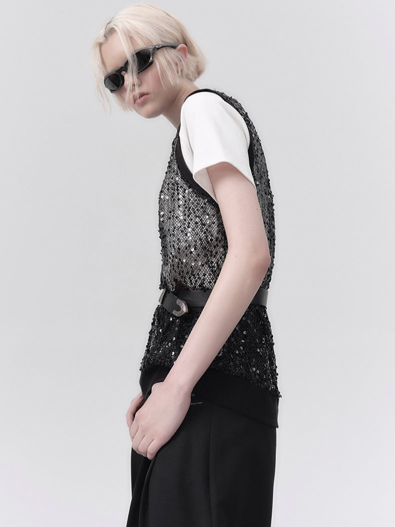 SEQUIN MESH BREATHABLE VEST