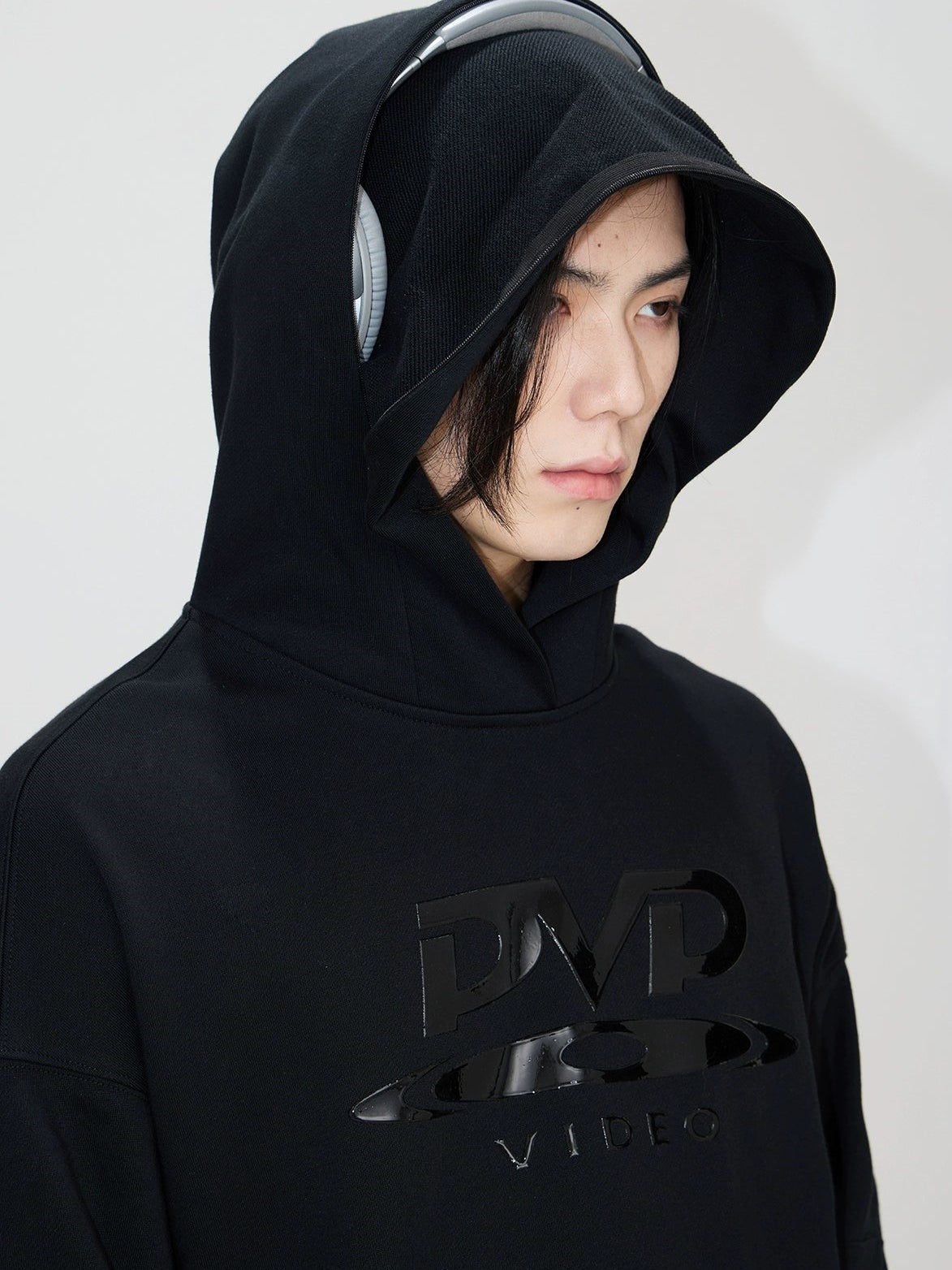 DVD Printed Hidden Zipper Hooded Sweat