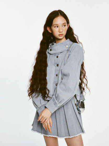 Denim Pleated Doll Jacket