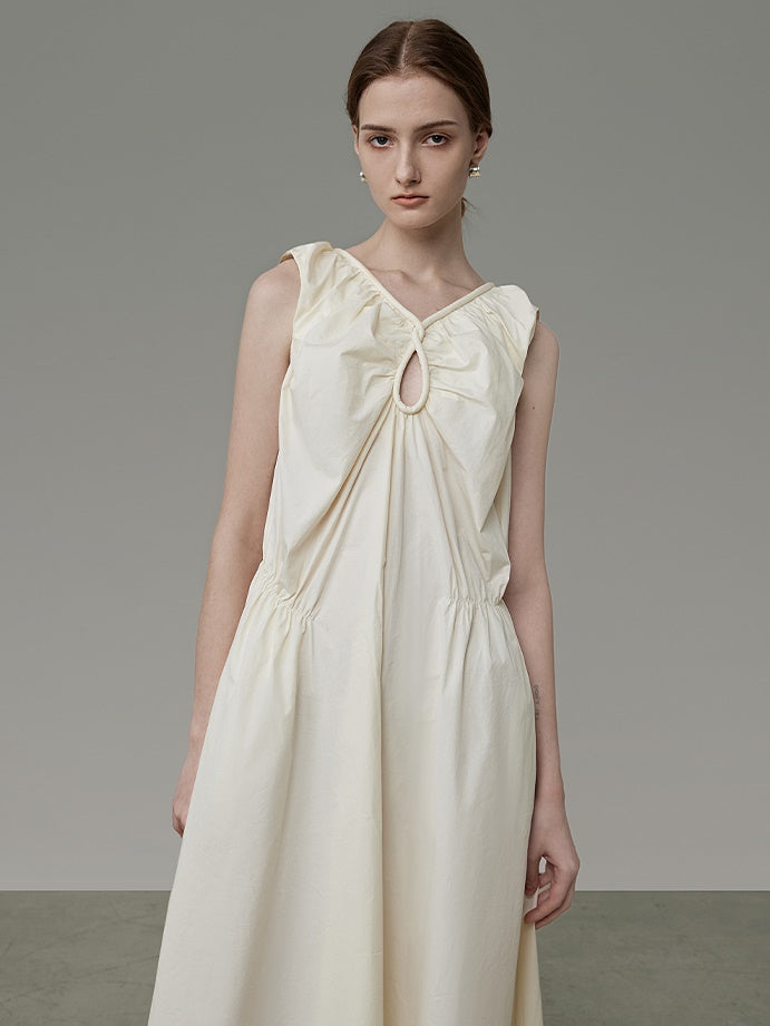 Sleeveless Loose Gather Hollow Dress