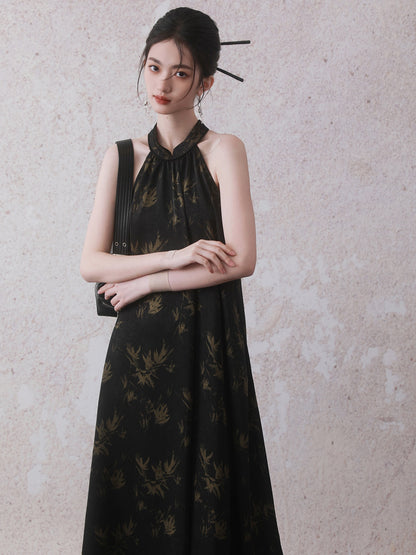 Bamboo American Sleeve Chinese Style A-Line Dress