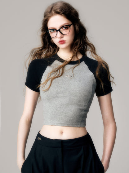 Retro Raglan Sleeve Short-Sleeed T-Shirt