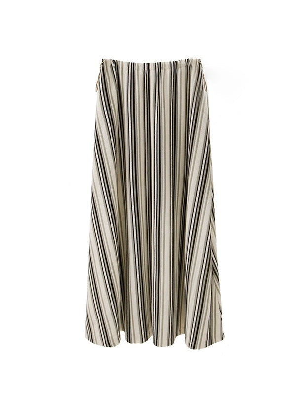 Easy Chic Grainy Texture Striped Knitted POLO Shirt ＆ Skirt