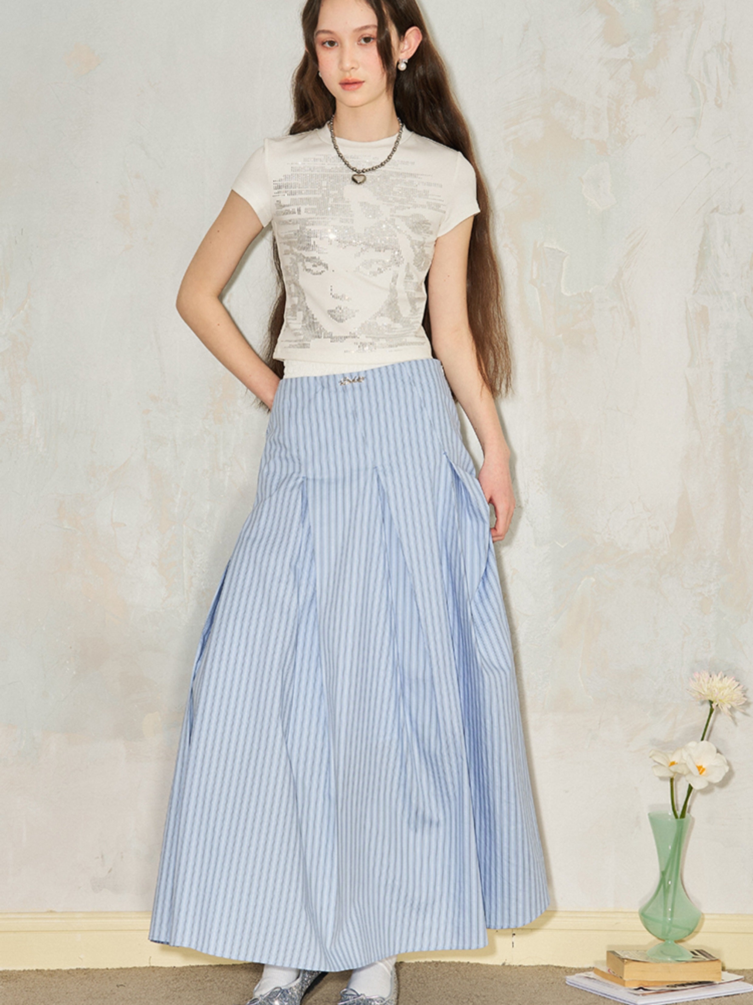 Bias Cut I-pleat Large Swing Umbrella Skirt