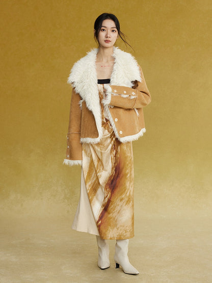 Split Lapel Short Fur Coat