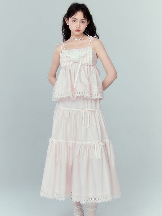 Ribbon Puffy Short Camisole &amp; Ribbon Cake Skirt