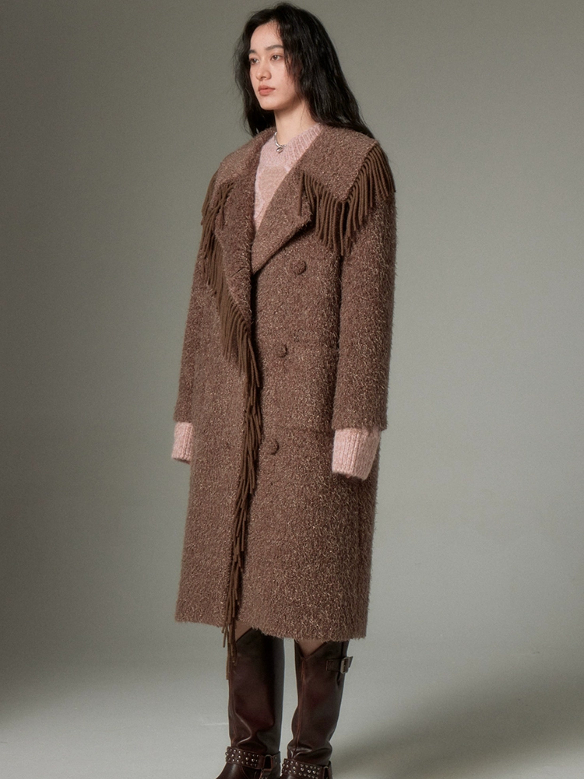 Tassel Design Mid-length Coat