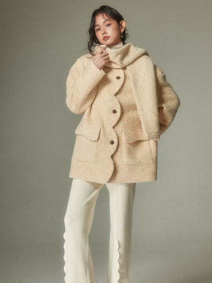 Round Neck Cloud Edge Coat