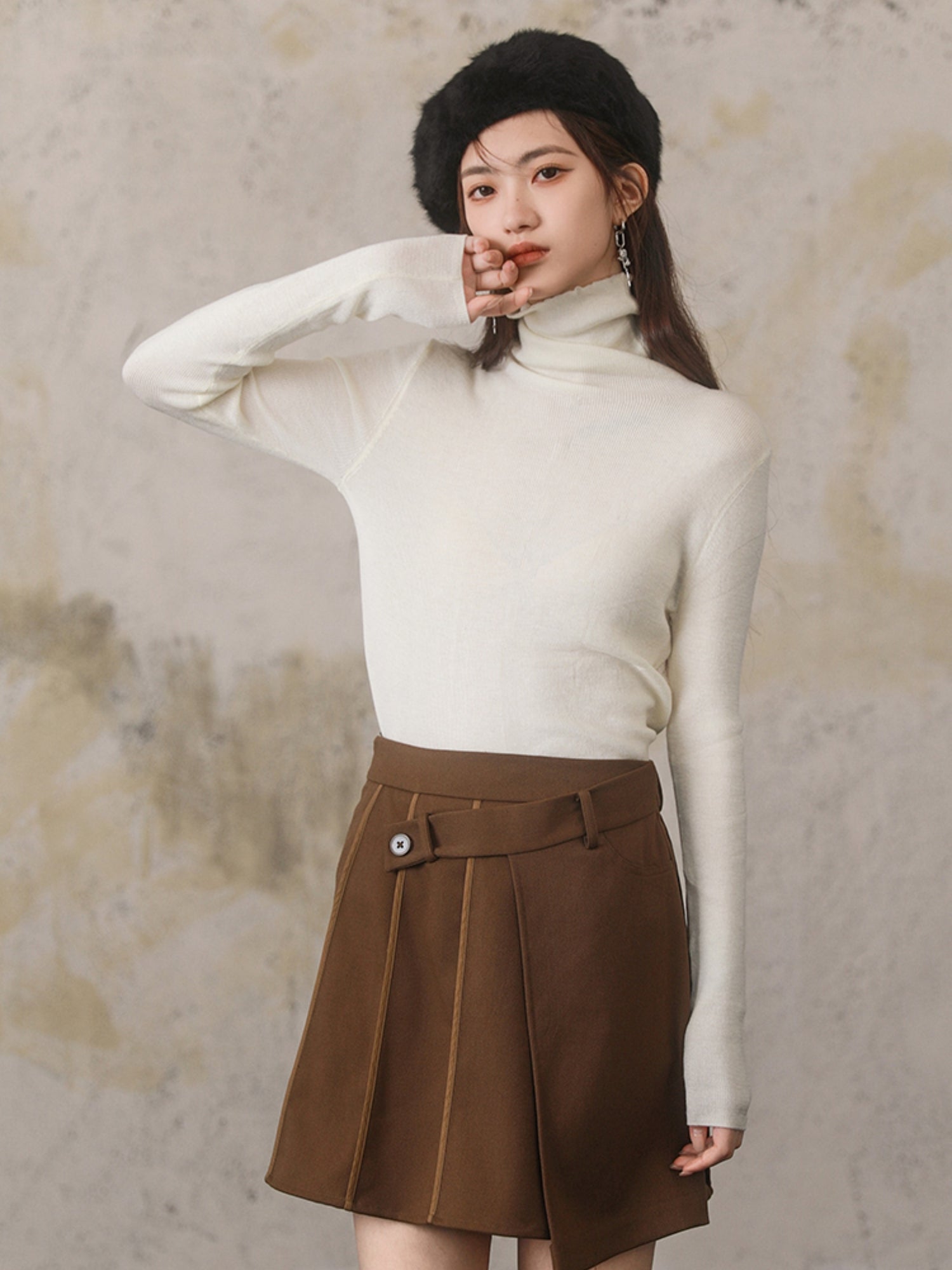 Solid Color Turtleneck Sweater