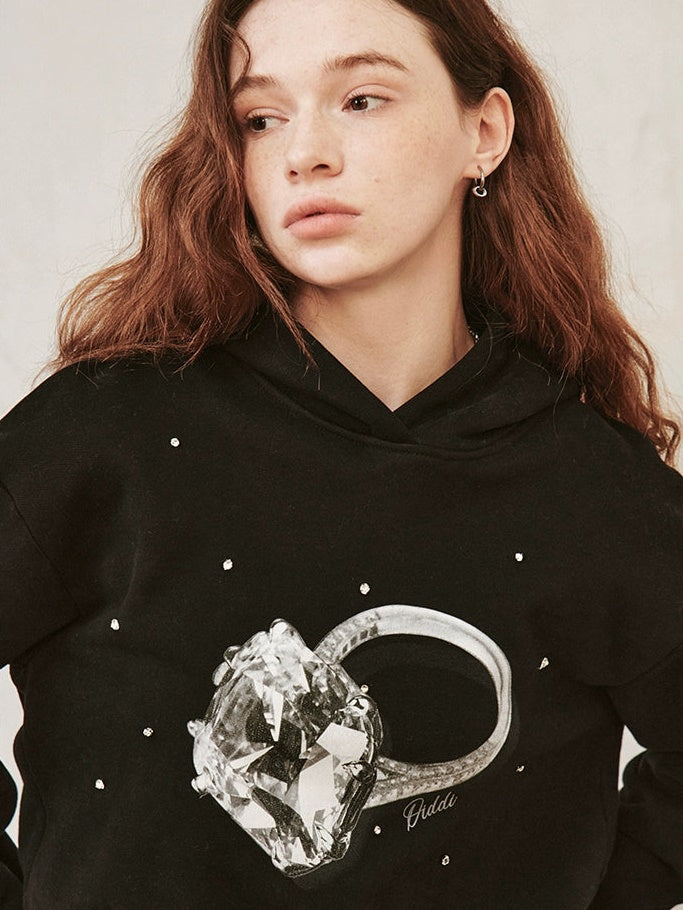 Diamond Ring Printed Hooded Sweat