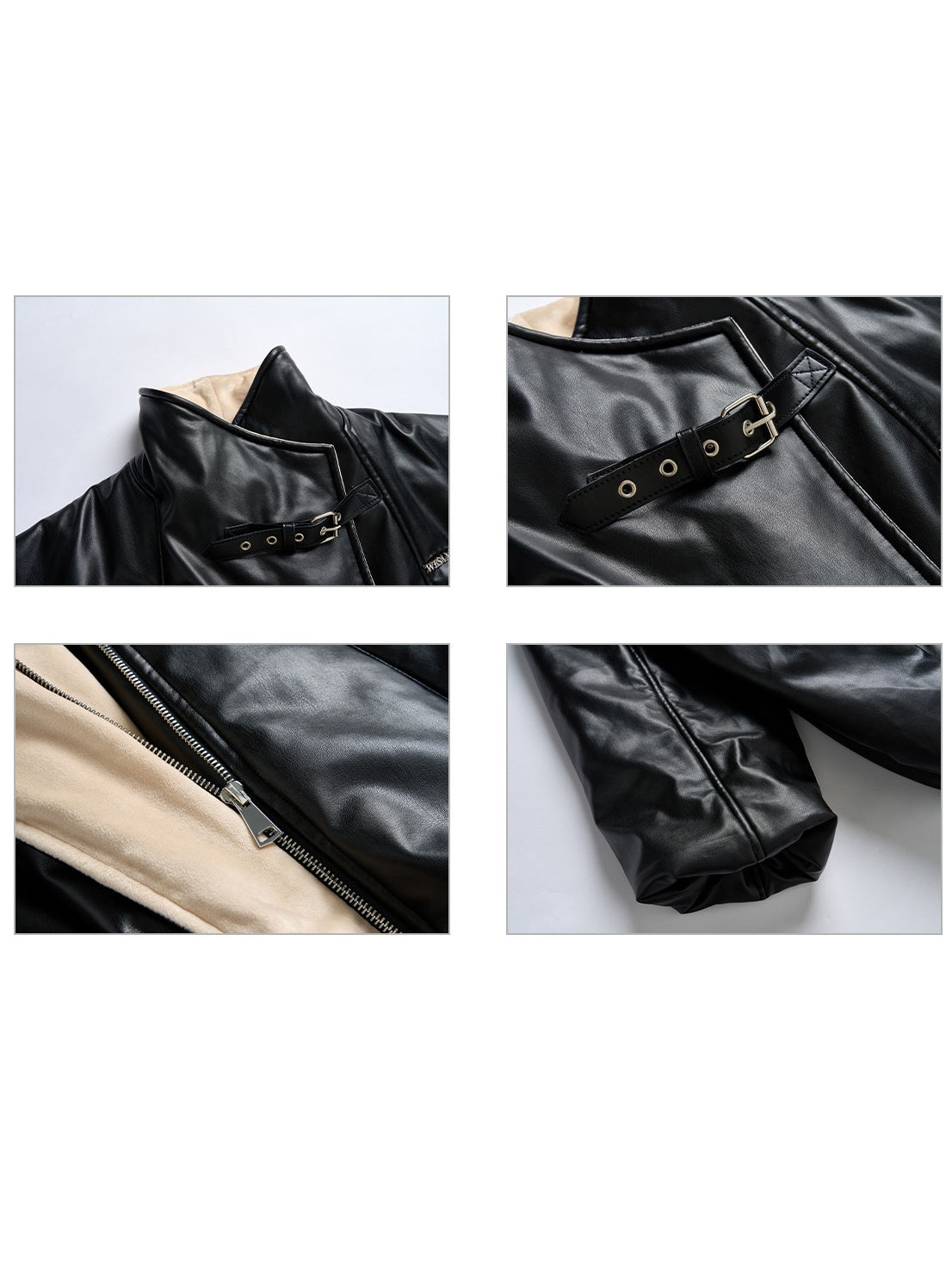 Oversize Silhouette Velvet Lined PU Leather Jacket