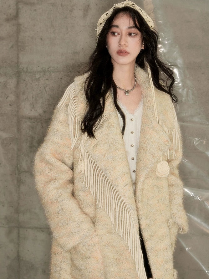 Tassel Design Mid-length Coat