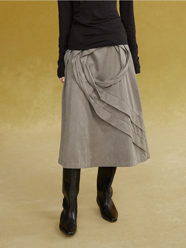 Twisted Pleated Straight Skirt