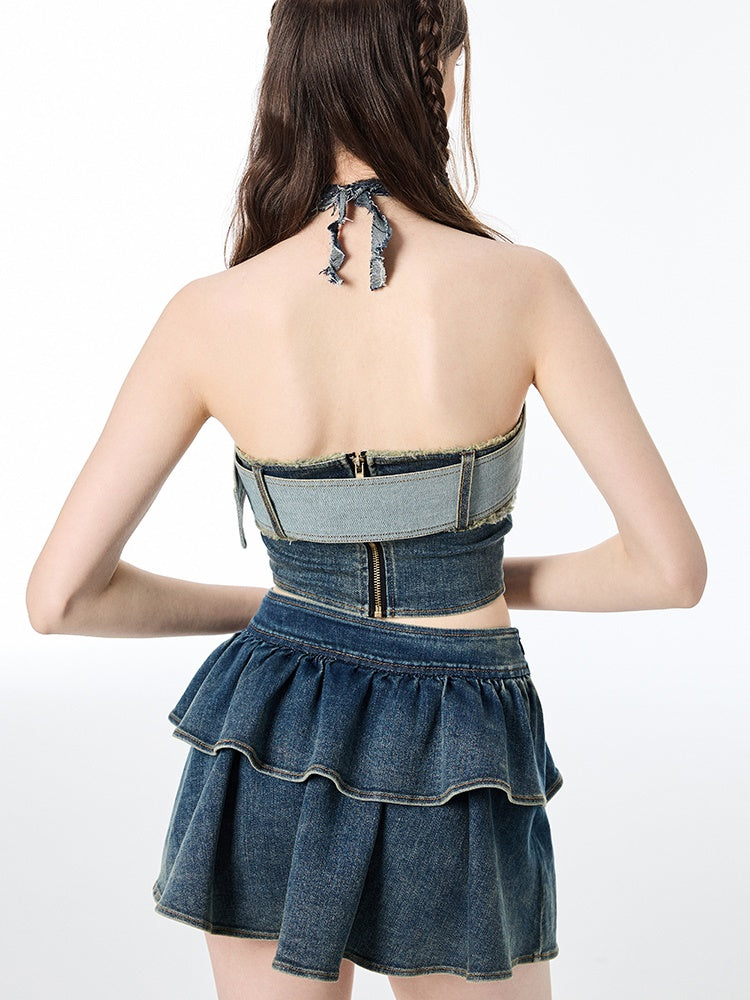 Sweet And Spicy Denim Bare Top ＆ Skirt – ARCANA ARCHIVE
