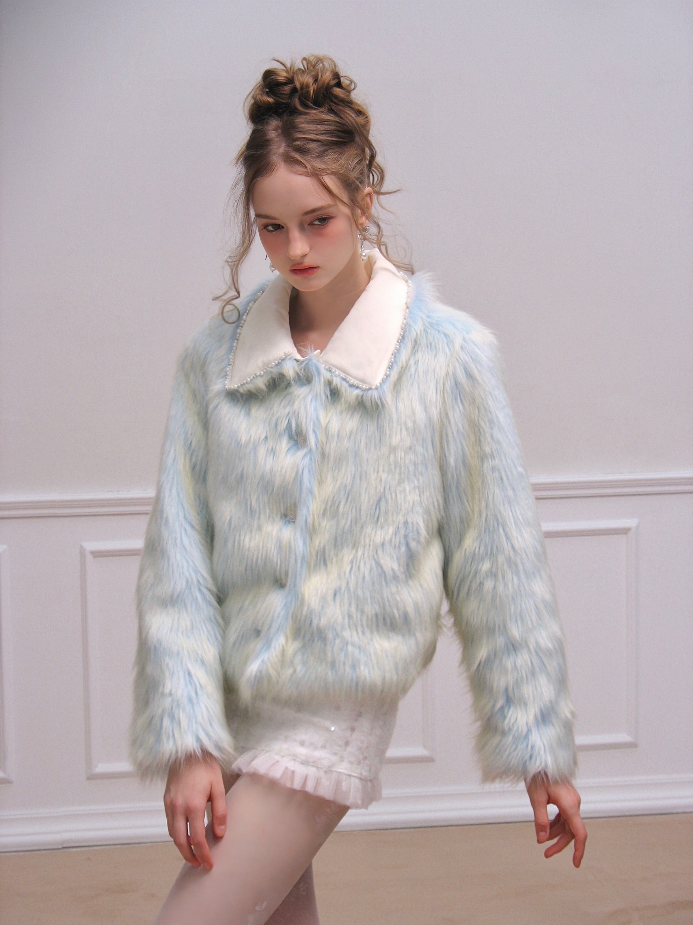 Gradient Imitation Fur Jacket