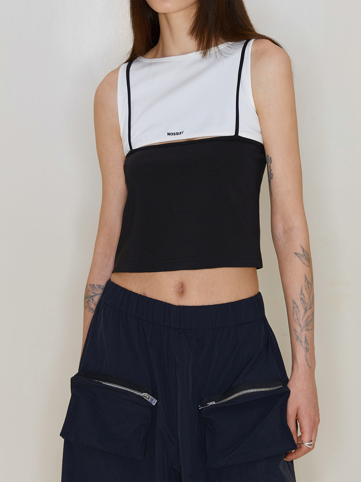 Short Fake Two-piece Hollow Tank Top