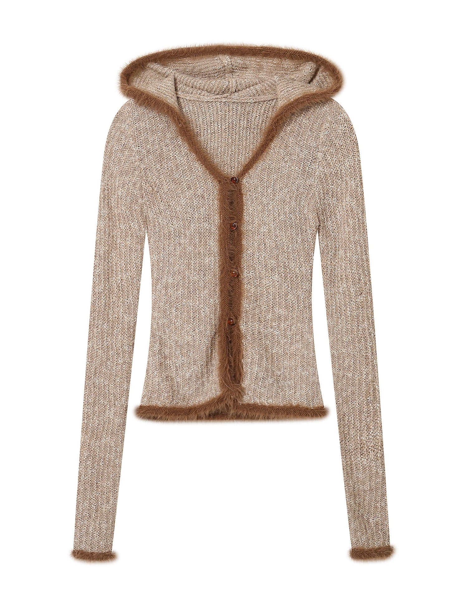 Hooded Slim Knitted Cardigan