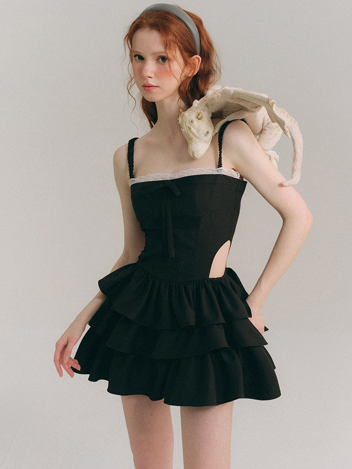 Cutout Hollow Strap Cake Dress