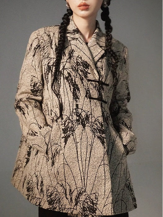 Chinese Style Jacquard A-Line Jacket