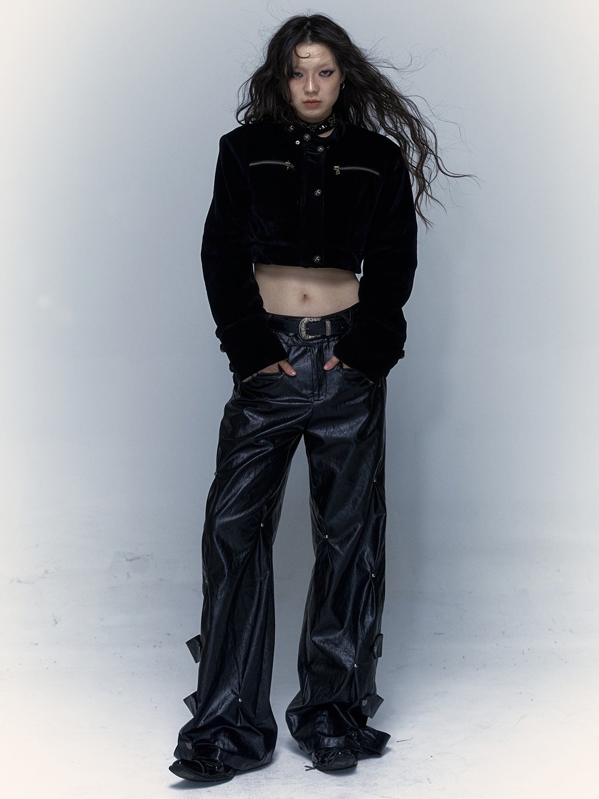 Street Rivets Loose Leather Pants