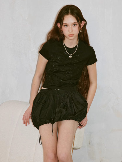 Drawstring Bud Short Skirt