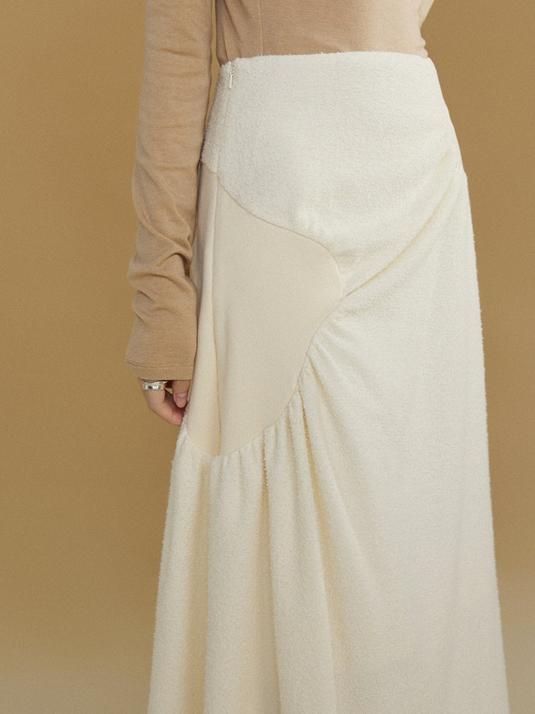 Gathered Spliced Irregular A-line Skirt