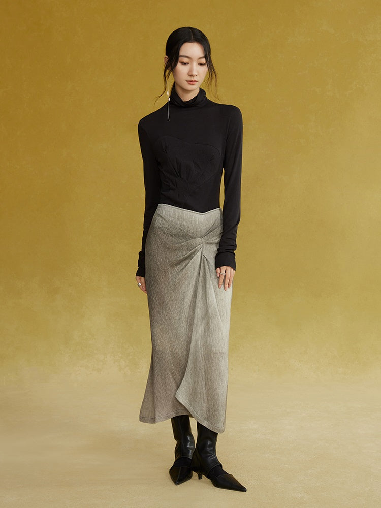 Deconstructed Irregular Gradation Printed Skirt