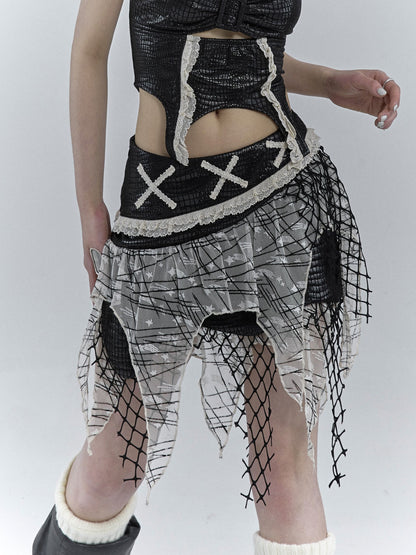 BROKEN SENSE IRREGULAR SPLICING SKIRT