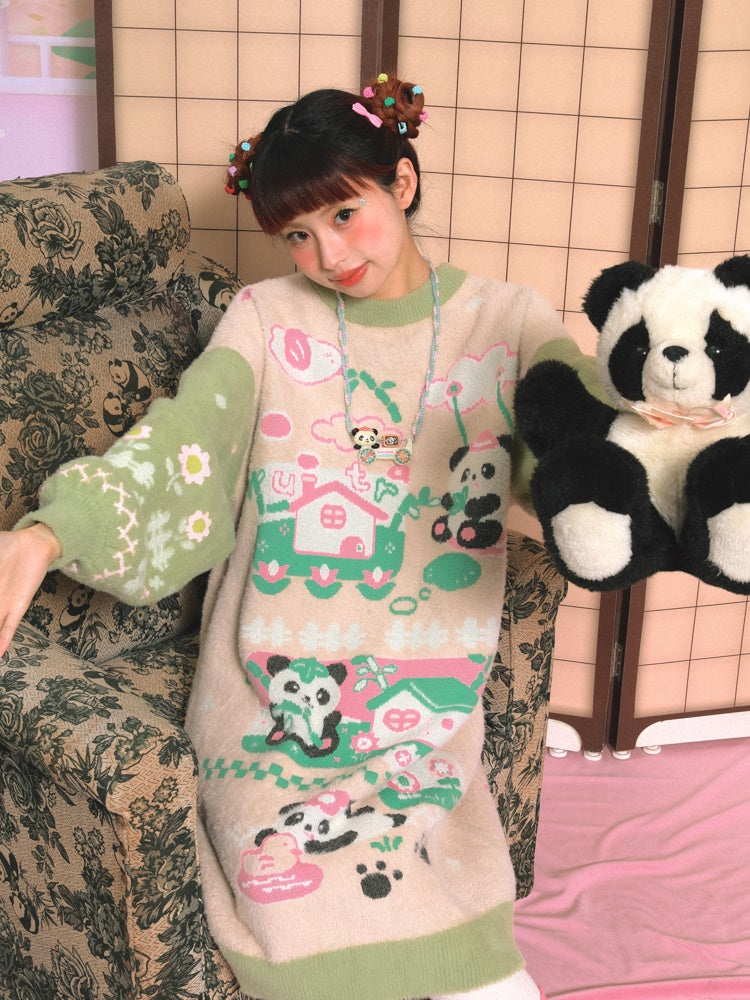 Panda Warm Knitted One-piece