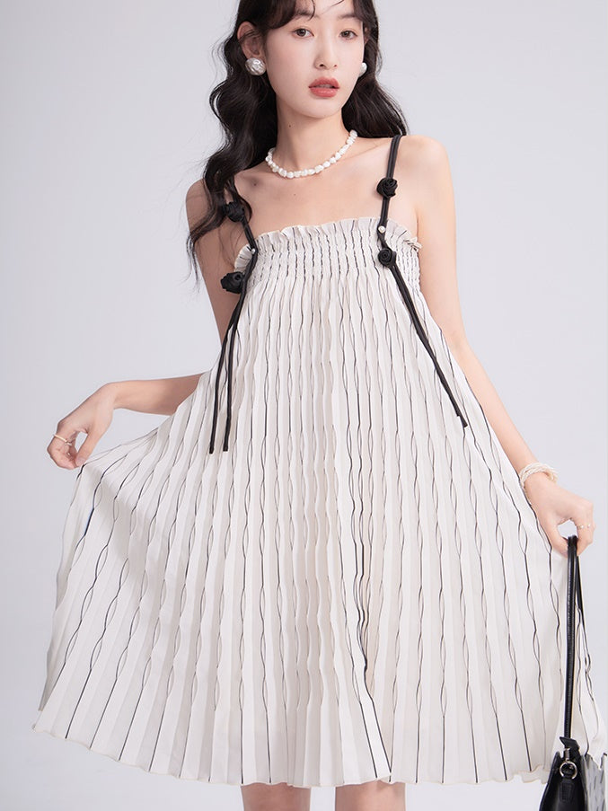 2Way Flower Vine Sling Curve Pleated Skirt