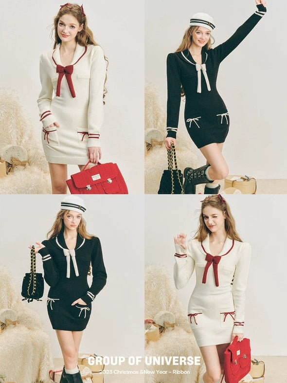 Slim Sailor Knit One-piece