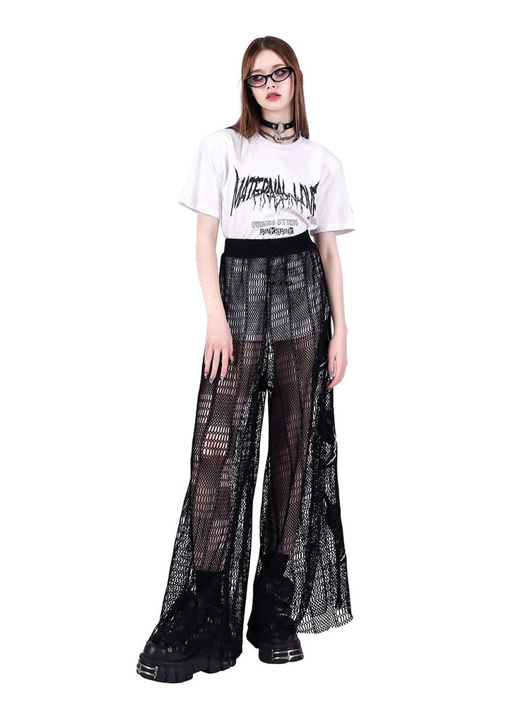 Ultra-loose Mopping Irregular Net Skirt Pants