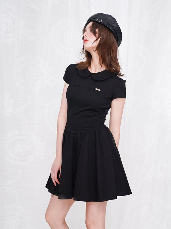 Waist Slim Short-sleeved Doll Collar One-piece